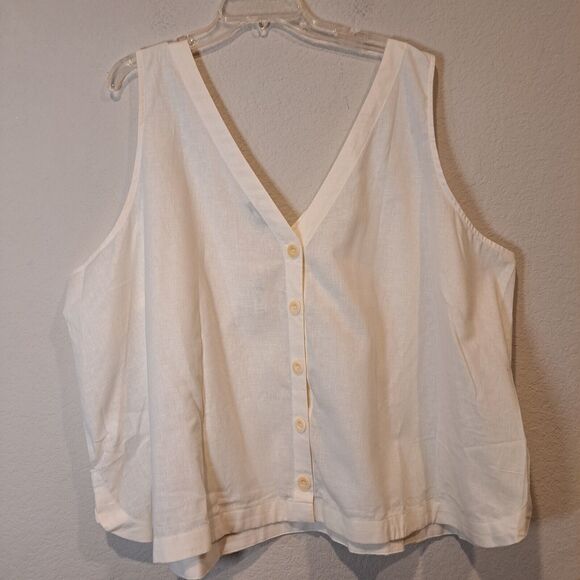 Madewell Plus (Re)sponsible V-Neck Button-Back Sleeveless Top NE913 Sz 4X NWT - Picture 4 of 10